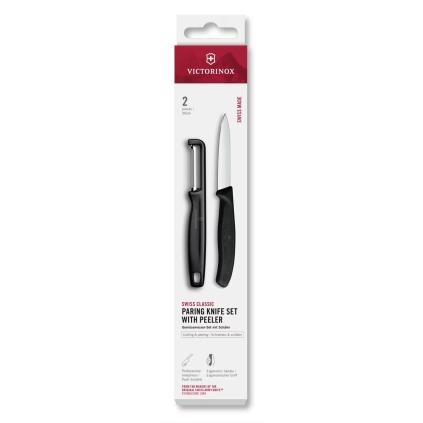 Sada nože a klasické škrabky SWISS CLASSIC, sada 2 ks, černá, plast, Victorinox