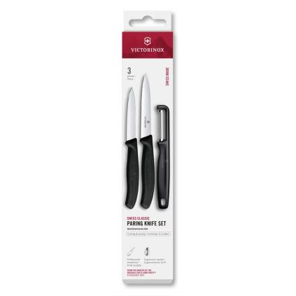 Sada nože a škrabky SWISS CLASSIC, sada 3 ks, černá, plast, Victorinox