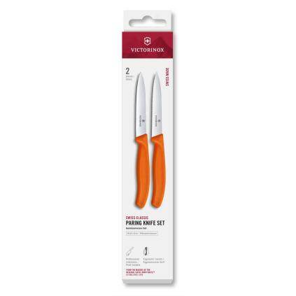 Sada nožů SWISS CLASSIC 10 cm, sada 2 ks, oranžová, plast, Victorinox
