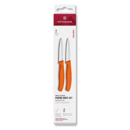 Sada nožů SWISS CLASSIC 8 cm, rovné a vroubkované ostří, špičaté, sada 2 ks, oranžová, plast, Victor