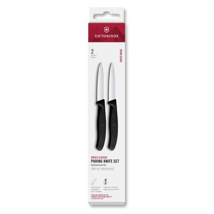 Sada nožů SWISS CLASSIC 8 cm, rovné a vroubkované ostří, špičaté, sada 2 ks, černá, plast, Victorino