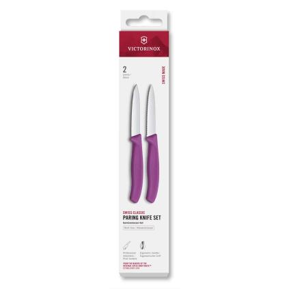 Sada nožů SWISS CLASSIC 8 cm, rovné a vroubkované ostří, špičaté, sada 2 ks, fialová, plast, Victori