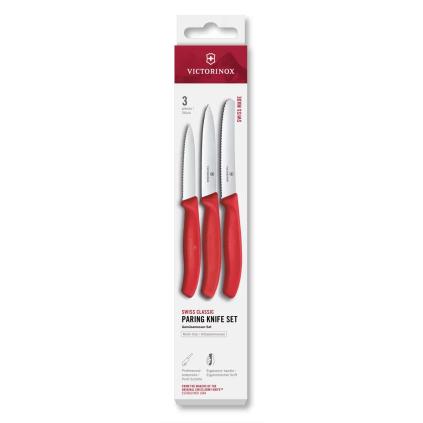 Sada nožů SWISS CLASSIC 8 / 10 / 11 cm, sada 3 ks, červená, plast, Victorinox