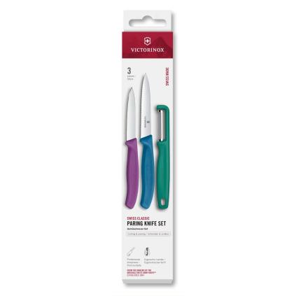 Sada nože a škrabky SWISS CLASSIC, sada 3 ks, vícebarevná, plast, Victorinox