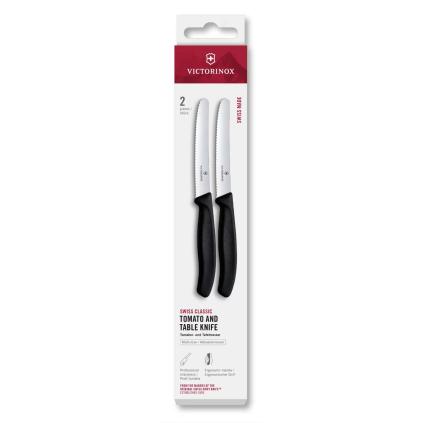 Sada nožů SWISS CLASSIC 11 cm, sada 2 ks, vroubkované, černá, plast, Victorinox