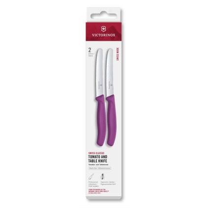 Sada nožů SWISS CLASSIC 11 cm, sada 2 ks, vroubkované, fialová, plast, Victorinox