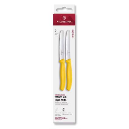 Sada nožů SWISS CLASSIC 11 cm, sada 2 ks, vroubkované, žlutá, plast, Victorinox
