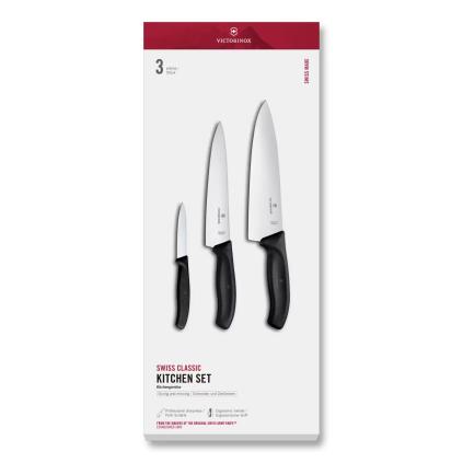 Sada nožů SWISS CLASSIC, s kuchařským nožem, sada 3 ks, černá, plast, Victorinox