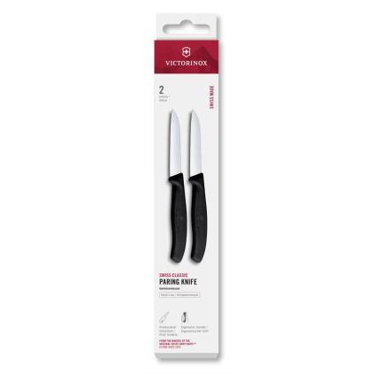 Sada nožů SWISS CLASSIC 8 cm, rovné ostří, sada 2 ks, černá, plast, Victorinox