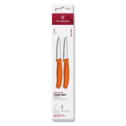 Sada nožů SWISS CLASSIC 8 cm, rovné ostří, špičaté, sada 2 ks, oranžová, plast, Victorinox