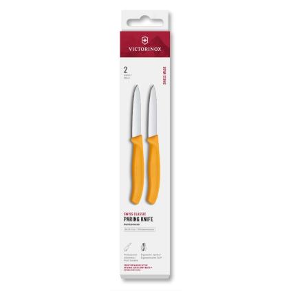 Sada nožů SWISS CLASSIC 8 cm, rovné ostří, špičaté, sada 2 ks, žlutá, plast, Victorinox