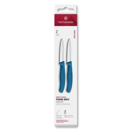 Sada nožů SWISS CLASSIC 8 cm, rovné ostří, špičaté, sada 2 ks, modrá, plast, Victorinox