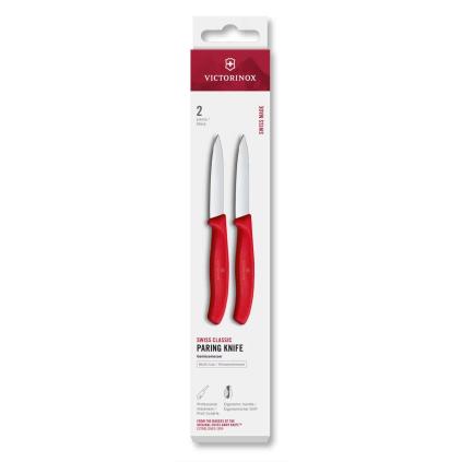 Sada nožů SWISS CLASSIC 8 cm, rovné ostří, špičaté, sada 2 ks, červená, plast, Victorinox