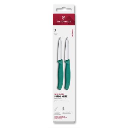 Sada nožů SWISS CLASSIC 8 cm, rovné ostří, špičaté, sada 2 ks, zelená, plast, Victorinox