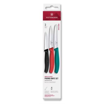 Sada nožů SWISS CLASSIC, sada 3 ks, černá / barevná, plast, Victorinox