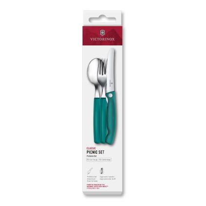 Sada cestovních příborů SWISS CLASSIC, sada 3 ks, zelená, plast, Victorinox