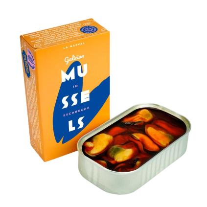 Galicijské mušle 120 ml, 12-16 ks ve španělské omáčce, La Narval