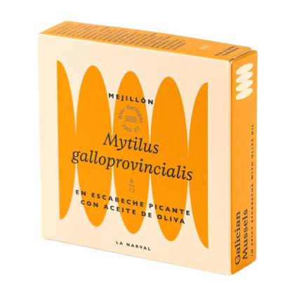 Galicijské mušle 120 ml, 8-12 ks v pikantním escabeche s olivovým olejem, La Narval