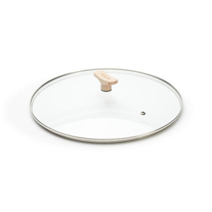 Poklice 32 cm, sklo, dřevěný úchyt, de Buyer