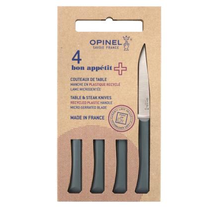 Jídelní nůž BON APPÉTIT + 11 cm, sada 4 ks, šedá, plast, Opinel