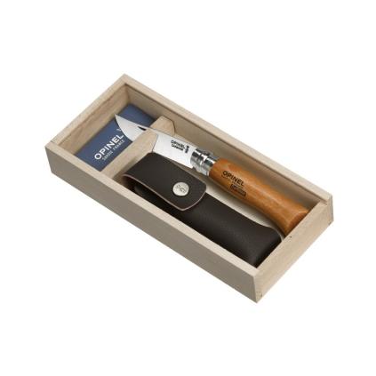 Kapesní nůž N°08 CARBON 8,5 cm, bukové dřevo, s pouzdrem, Opinel