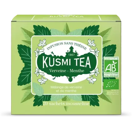Bio bylinný čaj s verbenou a mátou, 20 mušelínových sáčků, Kusmi Tea
