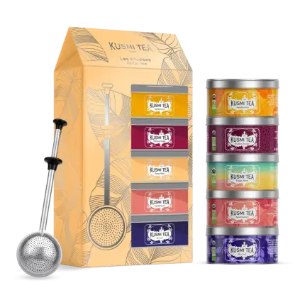 Dárková sada čajů HERBAL TEAS, 5 x 20 g plechovka + infuzér, Kusmi Tea