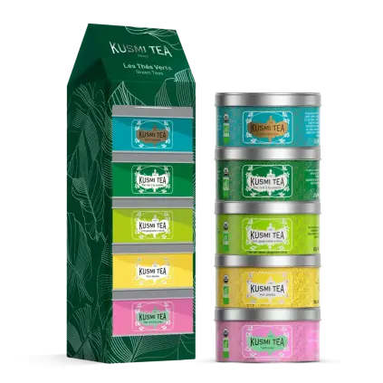 Dárková sada čajů GREEN TEAS, 5 x 20 g plechovka, Kusmi Tea