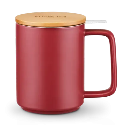 Hrnek na čaj s infuzérem 480 ml, vínová, porcelán, Kusmi Tea