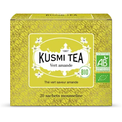 Bio zelený čaj GREEN ALMOND, 20 mušelínových sáčků, Kusmi Tea