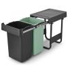 Vestavný odpadkový koš SORT & GO 2x 15 l, tmavě šedá / nefritově zelená, plast, Brabantia