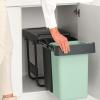 Vestavný odpadkový koš SORT & GO 2x 15 l, tmavě šedá / nefritově zelená, plast, Brabantia