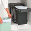 Vestavný odpadkový koš SORT & GO 2x 15 l, tmavě šedá / nefritově zelená, plast, Brabantia