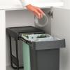 Vestavný odpadkový koš SORT & GO 2x 15 l, tmavě šedá / nefritově zelená, plast, Brabantia