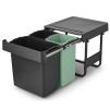 Vestavný odpadkový koš SORT & GO 2x 10 l + 1x 20 l, tmavě šedá / nefritově zelená, plast, Brabantia