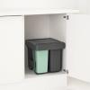 Vestavný odpadkový koš SORT & GO 2x 10 l + 1x 20 l, tmavě šedá / nefritově zelená, plast, Brabantia