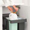 Vestavný odpadkový koš SORT & GO 2x 10 l + 1x 20 l, tmavě šedá / nefritově zelená, plast, Brabantia