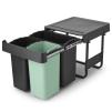 Vestavný odpadkový koš SORT & GO 2x 10 l + 1x 20 l, tmavě šedá / nefritově zelená, plast, Brabantia