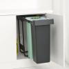 Vestavný odpadkový koš SORT & GO 2x 30 l, tmavě šedá / nefritově zelená, plast, Brabantia