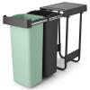 Vestavný odpadkový koš SORT & GO 2x 30 l, tmavě šedá / nefritově zelená, plast, Brabantia