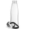 Láhev na vodu 500 ml, černý řemínek, sklo, Eva Trio