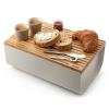 Chlebník s prkénkem MATTINA 34 cm, šedá, ocel / bambus, Alessi