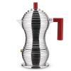 Moka kávovar PULCINA 150 ml, na indukci, červená rukojeť, Alessi